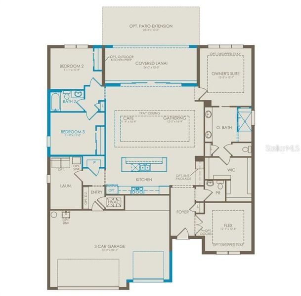 2D floor plan layout of this home in Del Webb at Viera, Melbourne, FL (Image 3). 2D floor plan layout of this home in Del Webb at Viera, Melbourne, FL (Image 3).