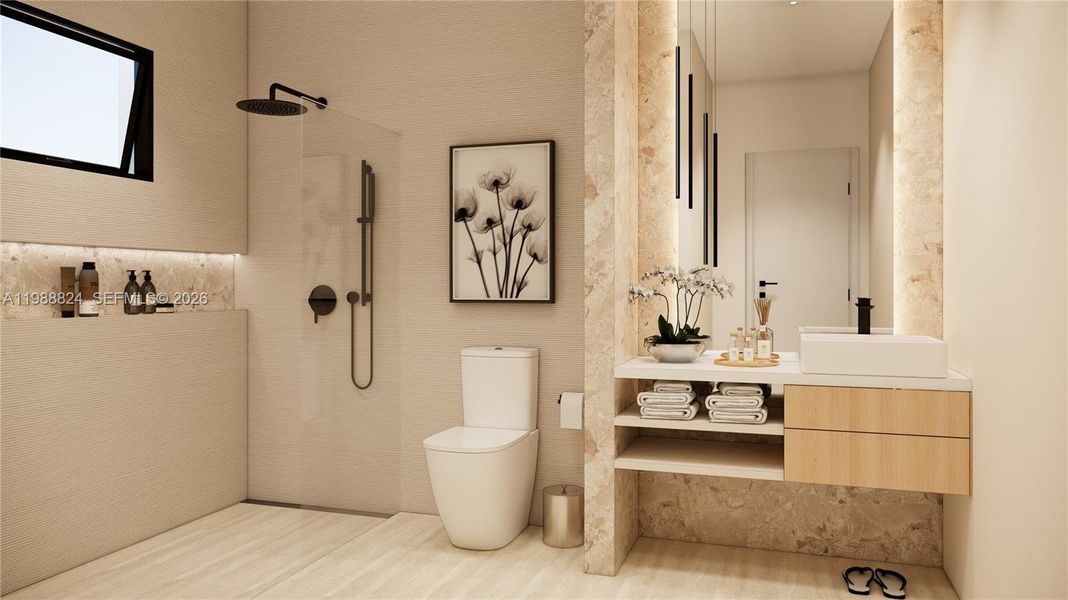 Furnished interior view inside a new home in , Miami (Image 32).