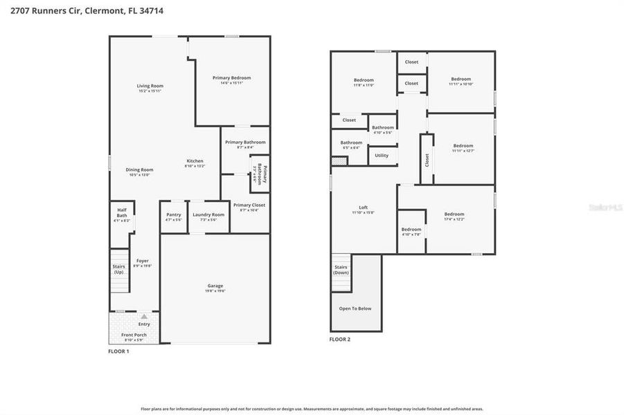 2D floor plan layout of this home in Wellness Ridge, Clermont, FL (Image 5).