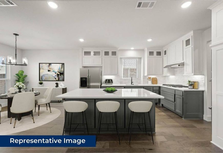 Representative furnished interior of a home built from the Boston 2F (w/Media) by First Texas Homes in The Villages of Hurricane Creek, Anna (Image 7).