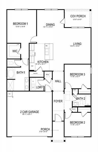 2D floor plan layout of this home in Lost Creek, Dallas, GA (Image 3).