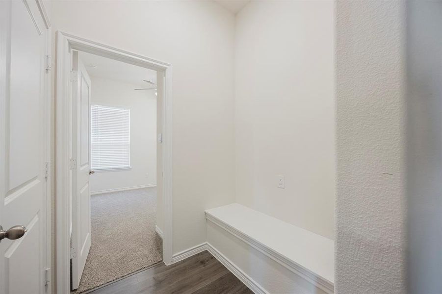 Mudroom featuring dark hardwood / wood-style flooring