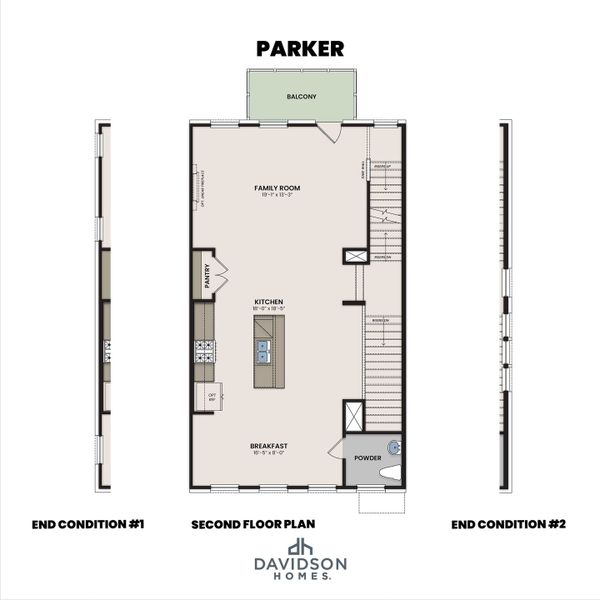 2D floor plan layout for the The Parker A by Davidson Homes LLC in Jackson Village, Hendersonville, TN (Image 3).