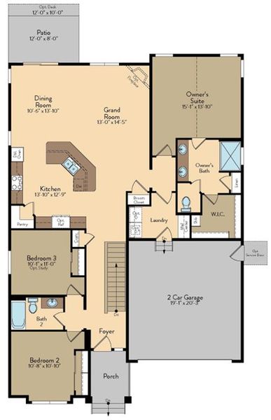 2D floor plan layout for the The Jackson by View Homes in Jackson Creek North, Monument, CO (Image 3).