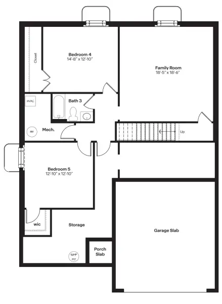 2D floor plan layout for the Hamilton by D.R. Horton in Entrada Del Toro at Rancho Sahuarita, Sahuarita, AZ (Image 4).