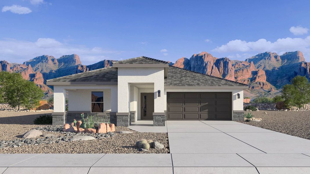 Representative exterior photo of a completed home built from the Laveen by D.R. Horton in The Ridge at Stone Butte, Phoenix, AZ (Image 2).