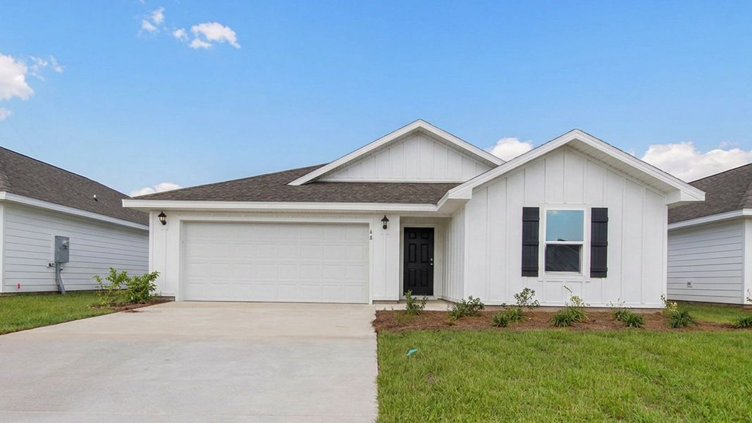 Front exterior of a new home in Sunny Hills, Chipley, FL, highlighting curb appeal (Image 1). Front exterior of a new home in Sunny Hills, Chipley, FL, highlighting curb appeal (Image 1).