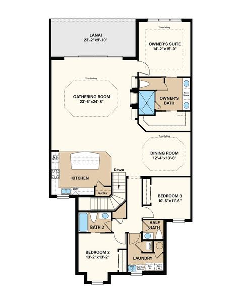 2D floor plan layout of this home in Esplanade by the Islands Coach Homes, Naples, FL (Image 2). 2D floor plan layout of this home in Esplanade by the Islands Coach Homes, Naples, FL (Image 2).