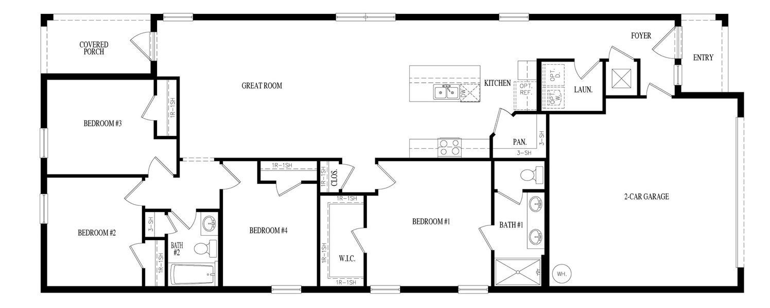 2D floor plan layout for the HARPER by D.R. Horton in Coral Bay - Express & Tradition, North Fort Myers, FL (Image 3).