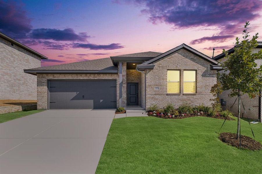 Front exterior of a new home in Aspire at Noble Ridge, Howe, TX, highlighting curb appeal (Image 22). Front exterior of a new home in Aspire at Noble Ridge, Howe, TX, highlighting curb appeal (Image 22).