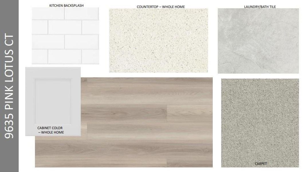 9635 Pink Lotus Court design selections.  Home is under construction and selections are subject to change.