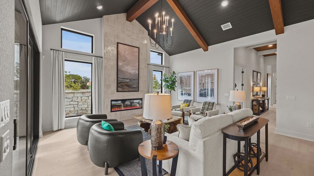 Representative furnished interior of a home built from the Drios by Chesmar Homes in 6 Creeks, Kyle (Image 9). Representative furnished interior of a home built from the Drios by Chesmar Homes in 6 Creeks, Kyle (Image 9).