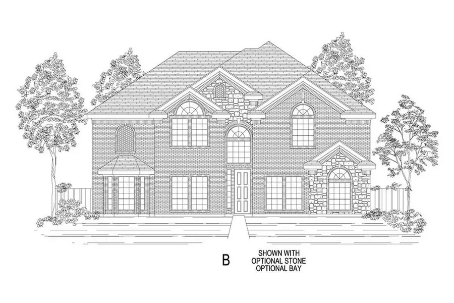 Representative rendering of the exterior for the Brentwood 3R (w/Media) by First Texas Homes (Image 7).