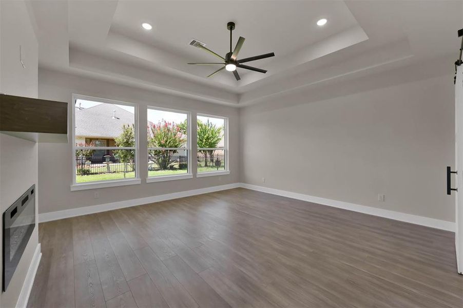 Similar Master Bedroom with Electric Fire Built by TX Best Home Builders