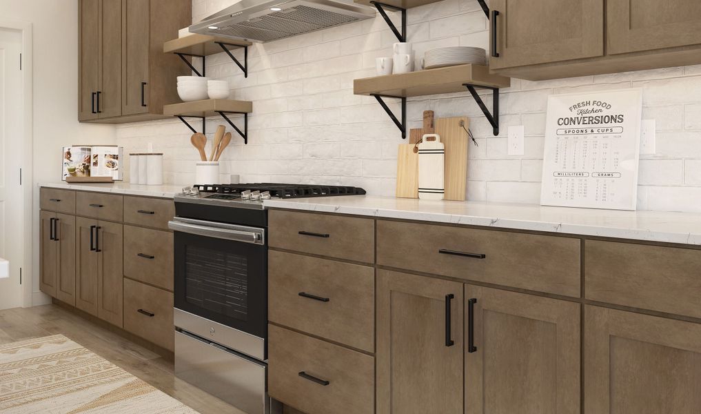 Kitchen with subway tile backsplash