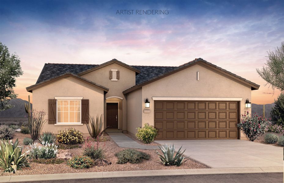 Representative exterior photo of a completed home built from the Senita by Pulte Homes in Parkside at Anthem at Merrill Ranch, Florence, AZ (Image 14).