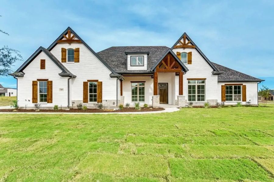 Representative exterior photo of a completed home built from the The Nathan by Elmwood Custom Homes in Ranch at Stone Hill, Waxahachie, TX (Image 2).