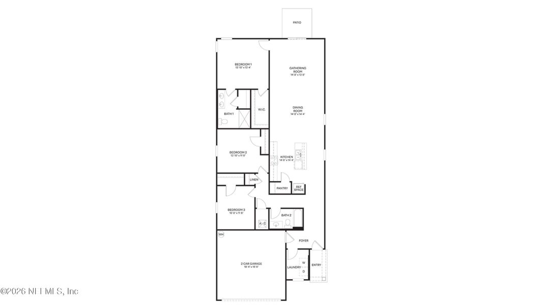 2D floor plan layout of this home in The Arbors, Jacksonville, FL (Image 5).