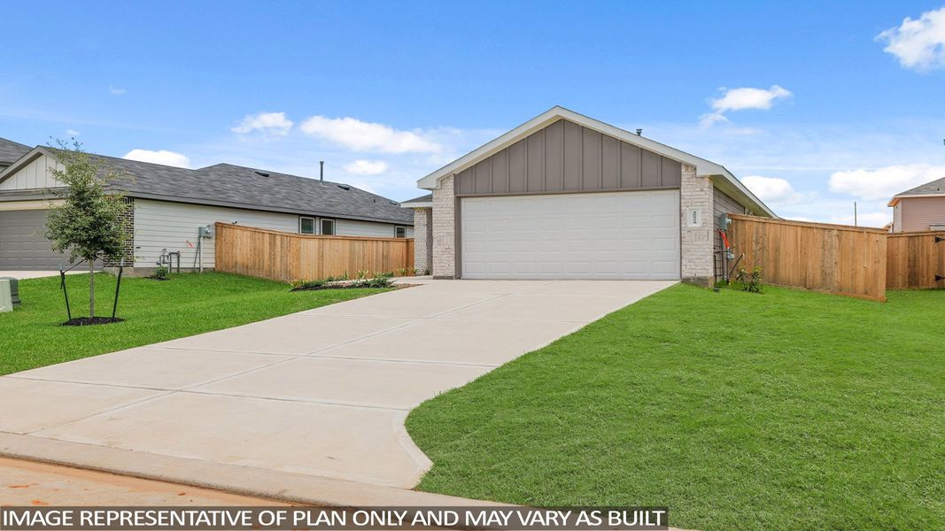 Front exterior of a new home in Mill Creek, Magnolia, TX, highlighting curb appeal (Image 2). Front exterior of a new home in Mill Creek, Magnolia, TX, highlighting curb appeal (Image 2).
