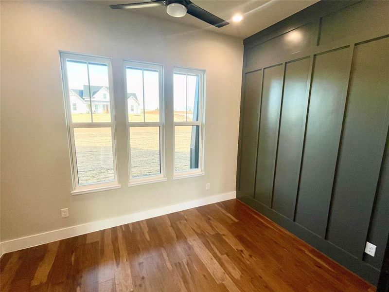 Home office with accent wall is a great dedicated work space.