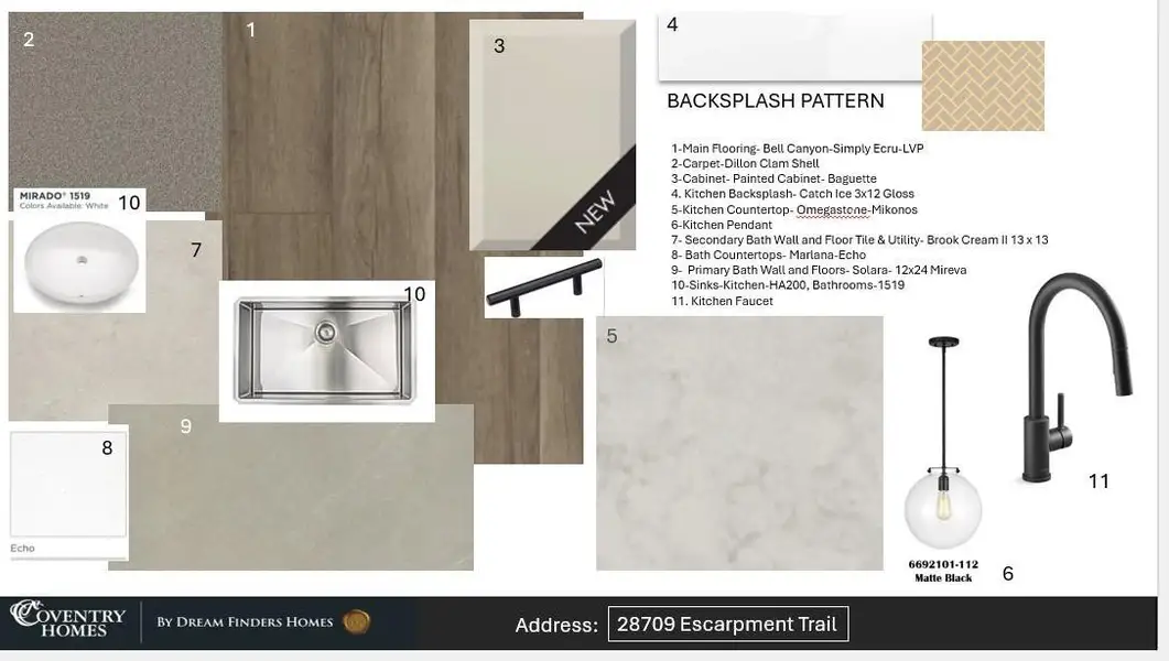 Sample of building materials used in homes in The Trails, New Caney (Image 3).