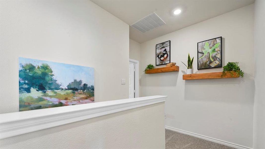 Hall featuring carpet floors and recessed lighting