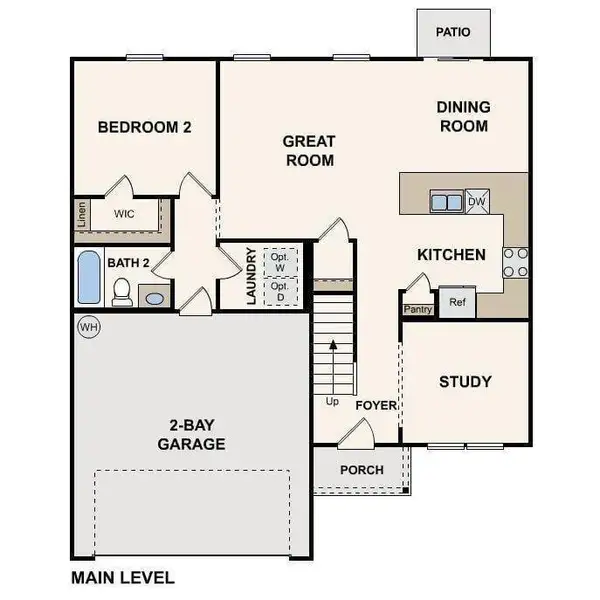 2D floor plan layout of this home in Liberty Pointe, Villa Rica, GA (Image 4).