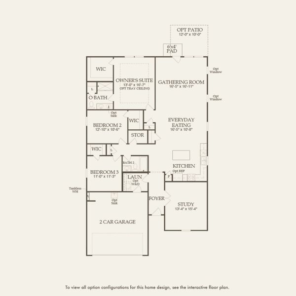 2D floor plan layout for the Compton by Pulte Homes in Southport Meadows, Southport, NC (Image 3).