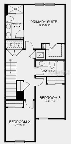 2D floor plan layout of this home in Vinterra Townhomes, Nokomis, FL (Image 3).