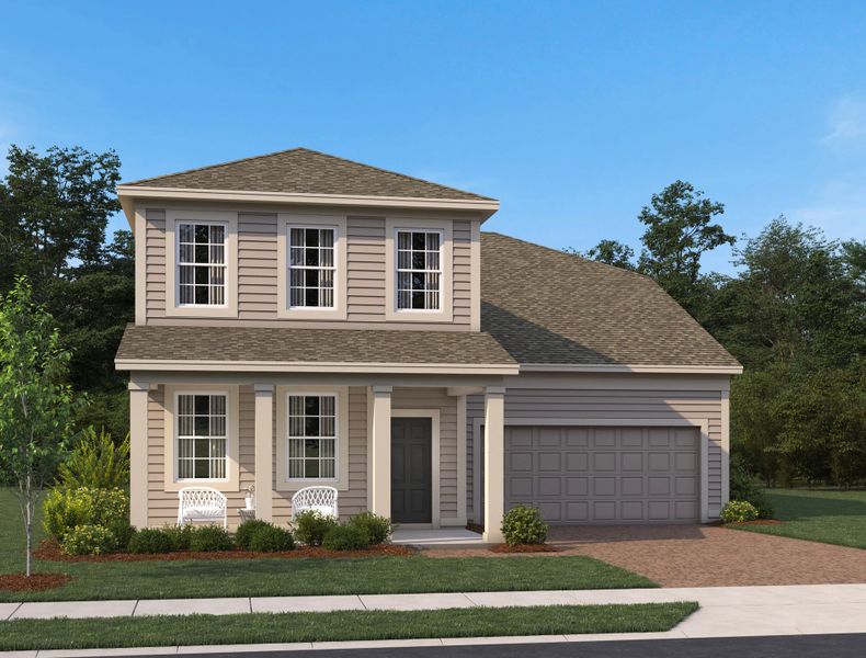 Representative exterior photo of a completed home built from the Tuttle II by Ashton Woods in Ardisia Park Traditional, New Smyrna Beach, FL (Image 1).