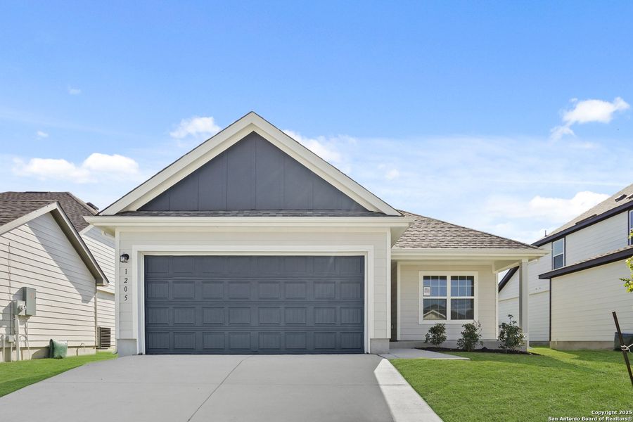 Front exterior of a new home in Swenson Heights, Seguin, TX, highlighting curb appeal (Image 2).