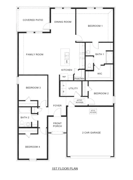 2D floor plan layout for the Huntsville by D.R. Horton in Asher Oaks, Bonham, TX (Image 3).