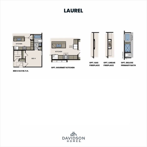 2D floor plan layout for the The Laurel M by Davidson Homes LLC in Sundance Cove, Crosby, TX (Image 6).
