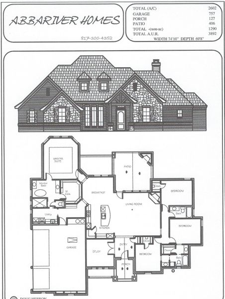 2D floor plan layout for the 076-2602-0518 by Abba River Homes in Stanford Estates, Springtown, TX (Image 4). 2D floor plan layout for the 076-2602-0518 by Abba River Homes in Stanford Estates, Springtown, TX (Image 4).