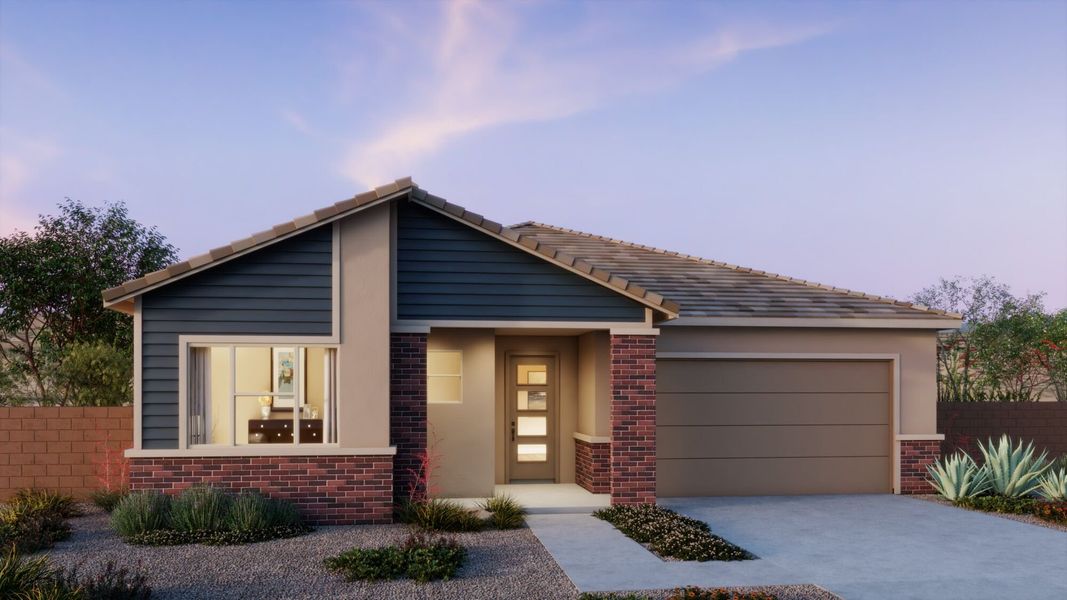 Front exterior of a home in the Saguaro Reserve II community, located in Marana, AZ (Image 17).