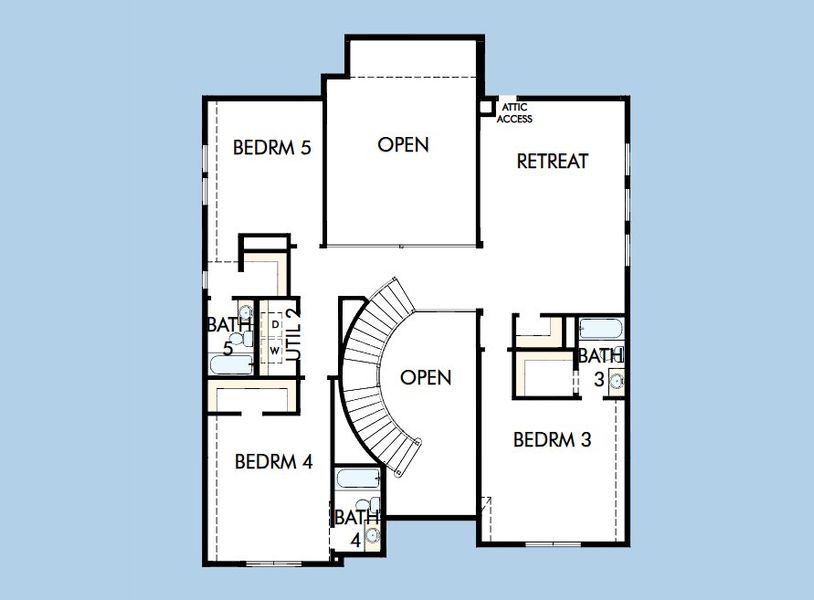 2D floor plan layout for the The Loblolly by David Weekley Homes in Whyburn Estate Series, Flower Mound, TX (Image 4).