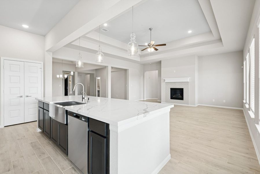 Huge kitchen island open to the great room Huge kitchen island open to the great room