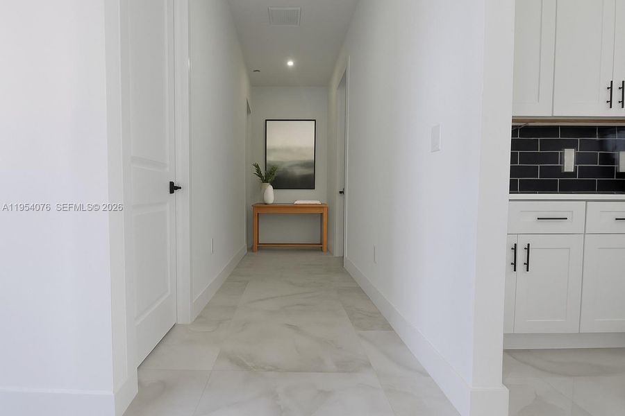 Virtually Staged room/bathroom hall