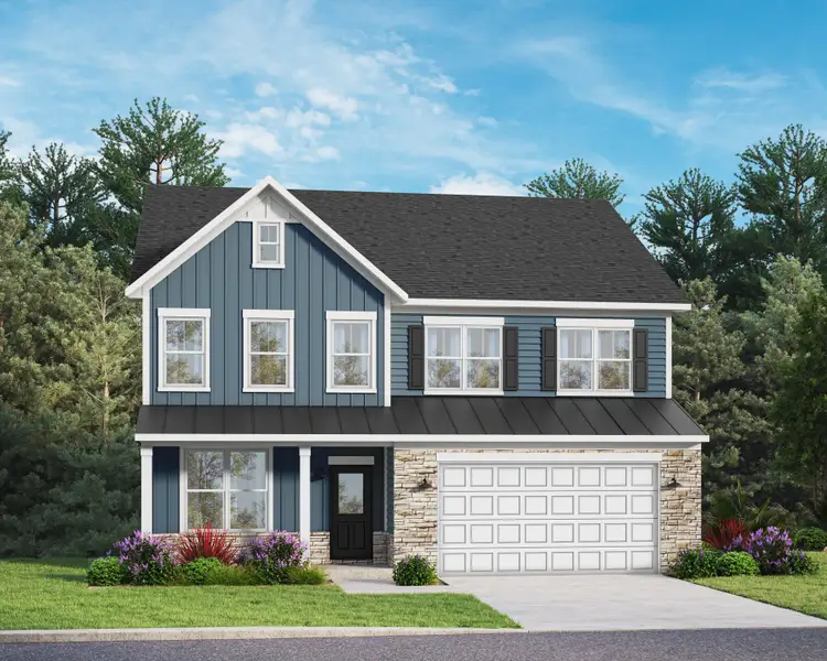 Representative exterior photo of a completed home built from the Wylie by Caruso Homes in Blue Run, Raleigh, NC (Image 26). Representative exterior photo of a completed home built from the Wylie by Caruso Homes in Blue Run, Raleigh, NC (Image 26).