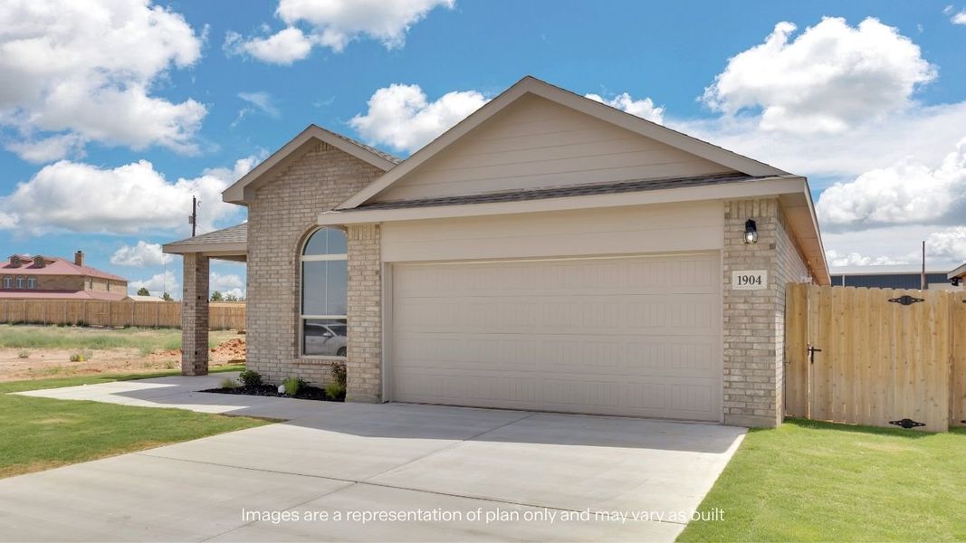 Front exterior of a new home in Mustang Ridge, Andrews, TX, highlighting curb appeal (Image 14). Front exterior of a new home in Mustang Ridge, Andrews, TX, highlighting curb appeal (Image 14).