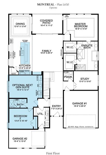 2D floor plan layout for the Montreal by Landon Homes in Signature 74s, Frisco, TX (Image 7).