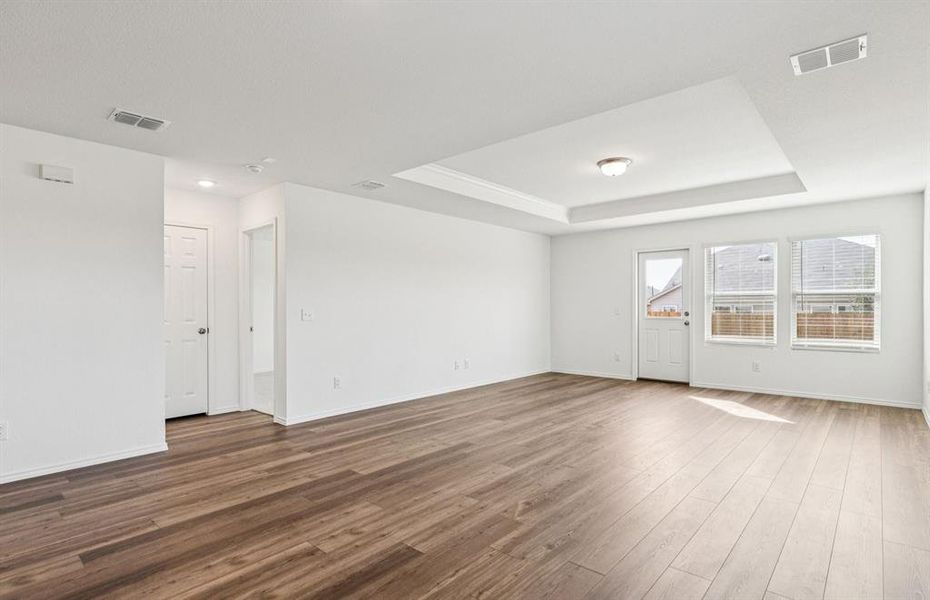 Gathering room with tray ceiling Gathering room with tray ceiling