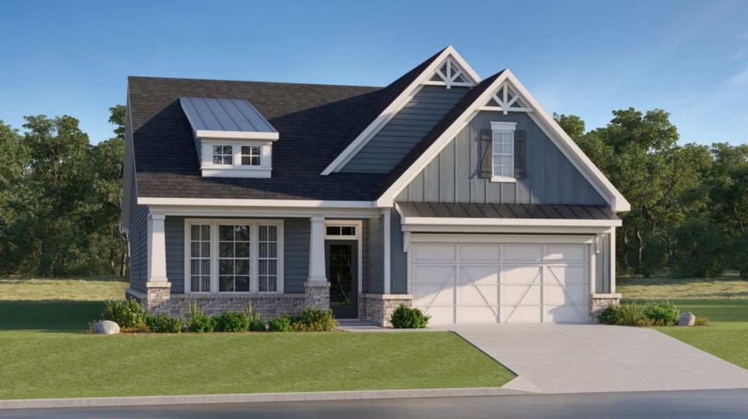 Front exterior of a new home in The Court at Gainesville Township, Gainesville, GA, highlighting curb appeal (Image 1). Front exterior of a new home in The Court at Gainesville Township, Gainesville, GA, highlighting curb appeal (Image 1).