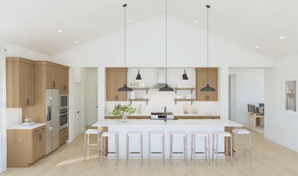 Kitchen with pendant lighting