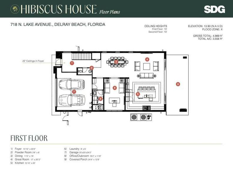 2D floor plan layout of this home in , Delray Beach, FL (Image 4).