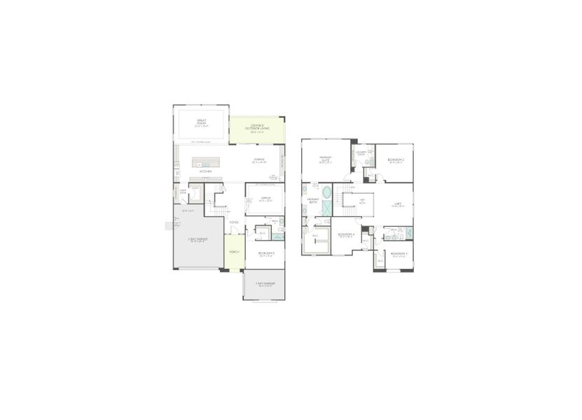 2D floor plan layout for the Ventana Plan 4507 by Tri Pointe Homes in Waterston Central, Gilbert, AZ (Image 5). 2D floor plan layout for the Ventana Plan 4507 by Tri Pointe Homes in Waterston Central, Gilbert, AZ (Image 5).