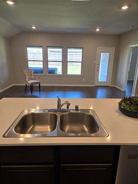 Kitchen featuring sink, a healthy amount of sunlight, and wood-type flooring