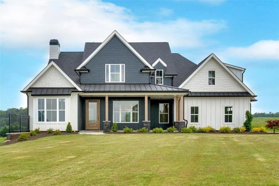 Front exterior of a new home in , Rydal, GA, highlighting curb appeal (Image 21). Front exterior of a new home in , Rydal, GA, highlighting curb appeal (Image 21).