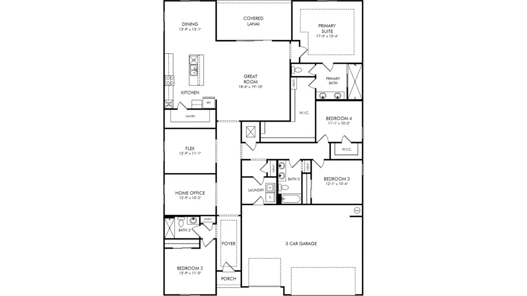 2D floor plan layout of this home in Colbert Landings - Reserve Series, Palm Coast, FL (Image 1). 2D floor plan layout of this home in Colbert Landings - Reserve Series, Palm Coast, FL (Image 1).