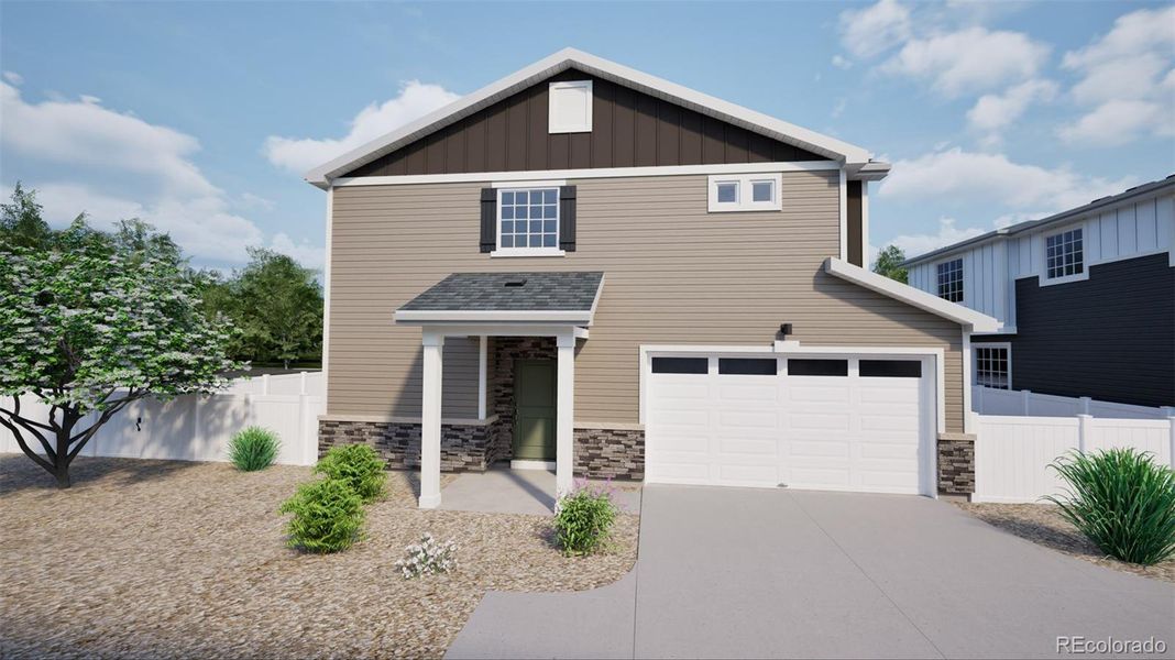 Front exterior of a new home in , Aurora, CO, highlighting curb appeal (Image 1).